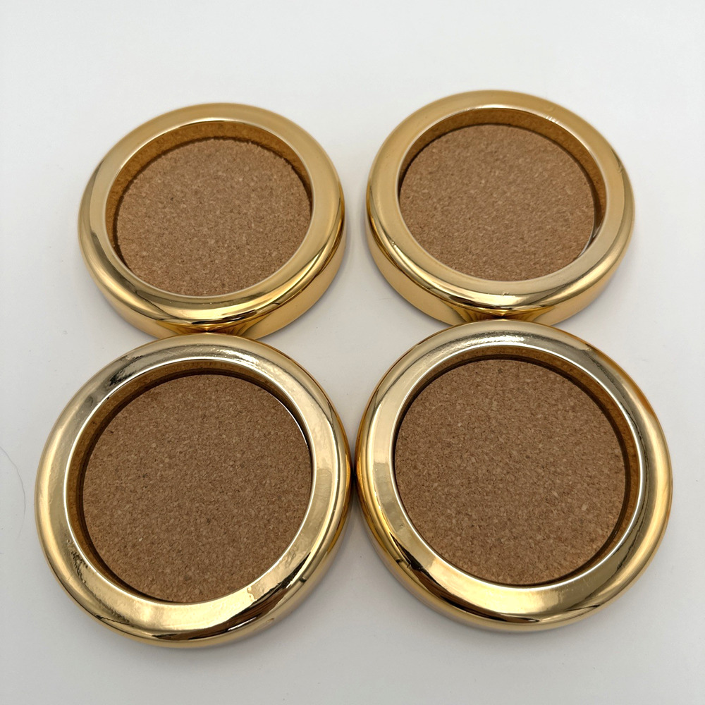 Vintage MCM 1970s Drulane Gold Plastic Cork Board Coaster NEW